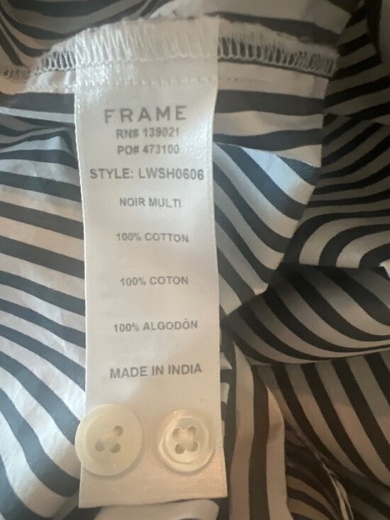 Frame Noir Multi Striped Button-Up Shirt With Front Tie - Picture 6 of 7